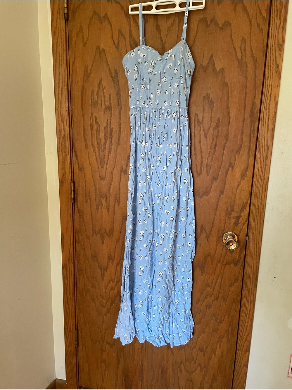 NOBO Light Blue Floral Maxi Dress with Spaghetti Straps